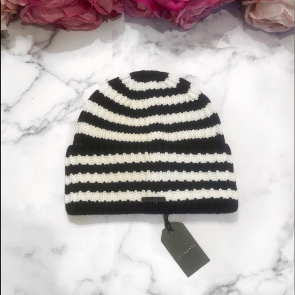 NWT AllSaints Ribbed Striped Fisherman Beanie - Picture 4 of 7